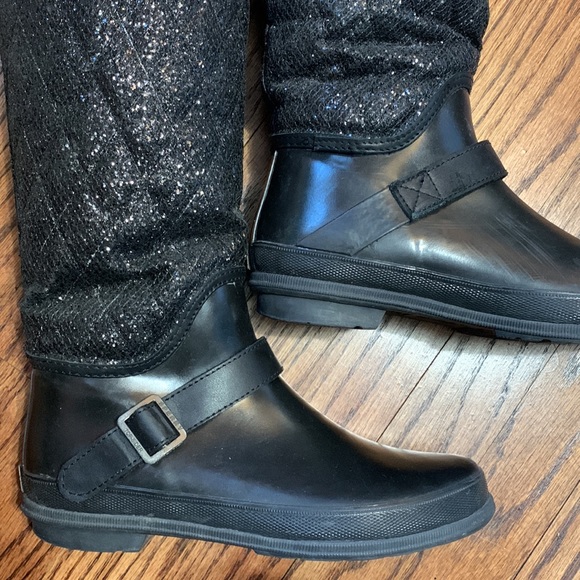 Sperry Top Sider Black Glitter Quilted Rain Boots - Picture 5 of 6